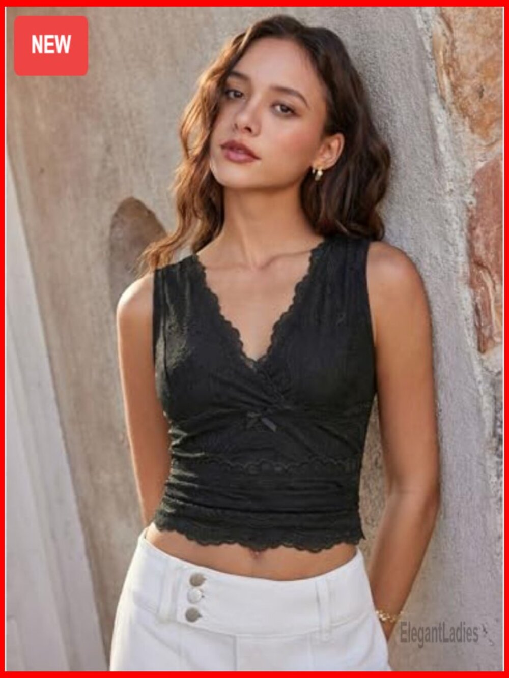 Lace Crop Tank Top V-Neck Sleeveless Ruched Y2K Going Out Tops Summer Outfits - Picture 3 of 7